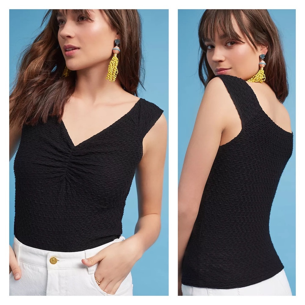 Anthropologie Meadow Rue Top V-neck Ruched Tank Top XS